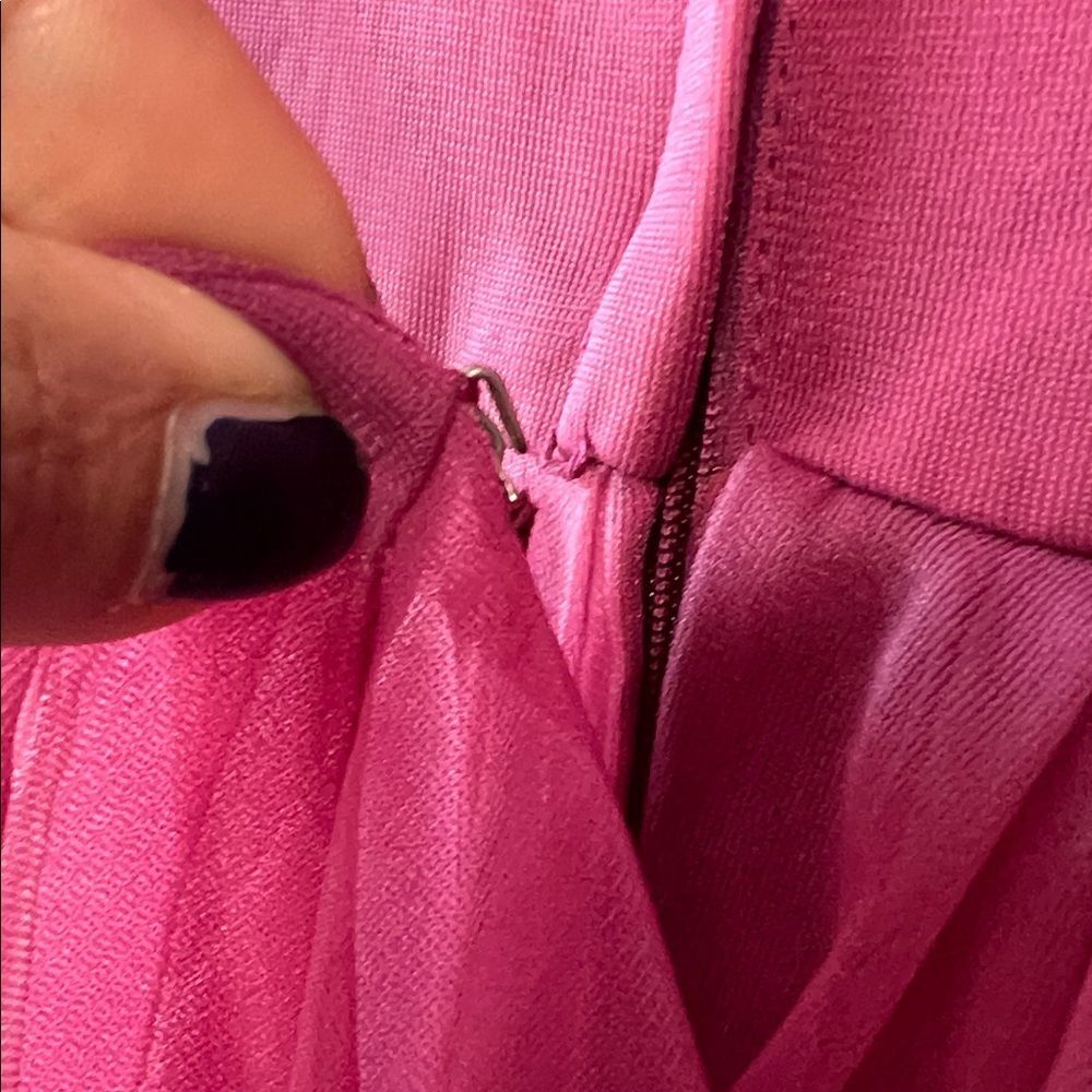 Vintage 1970s Magenta Chiffon Long Sleeve Victorian Maxi Dress XS Prairie - Picture 11 of 13